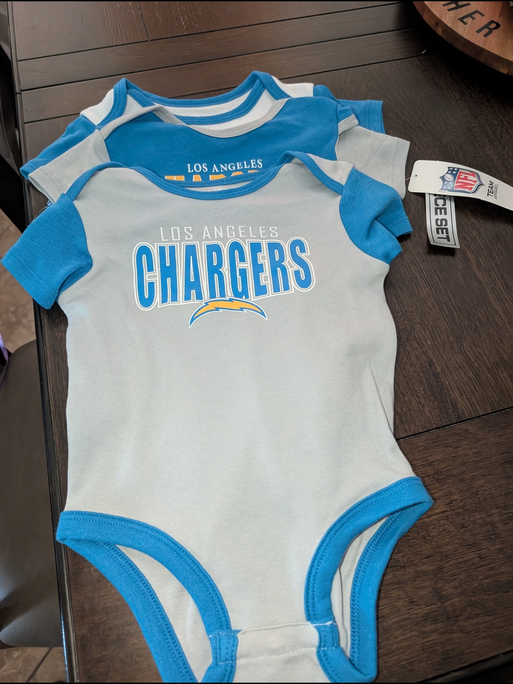 ~NFL Los Angeles  Chargers 3 Piece Set Bodysuits 18 Months NWT